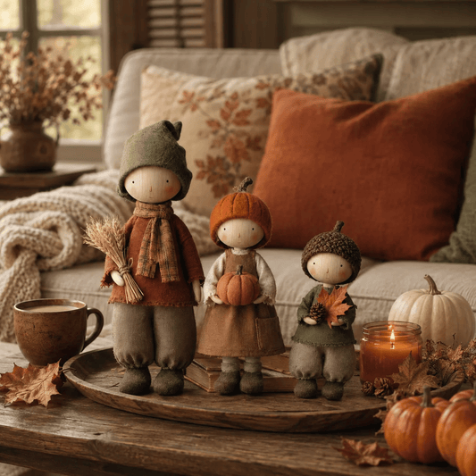 🍁Set of 3 Rustic Autumn Harvest Dolls