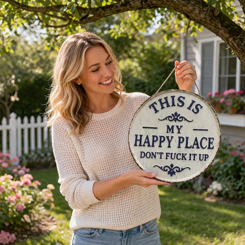 📢📢LAST DAY SALE 50% OFF✨Happy Place – Vintage Statement Metal Sign