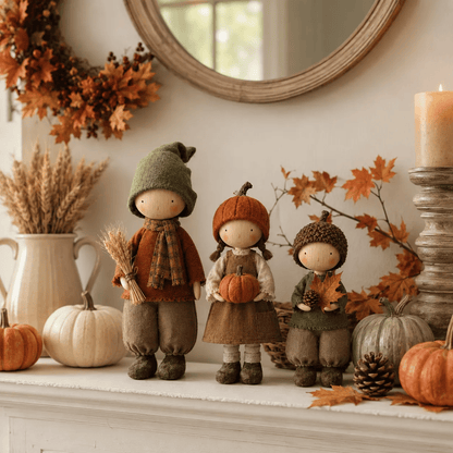 🍁Set of 3 Rustic Autumn Harvest Dolls
